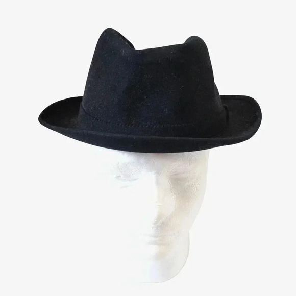 Emerson Fifth Ave New York Fedora Men's Black Felt Hat Red Feather Vintage 1960s - Picture 2 of 7